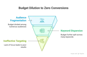 Visual to show how you should not over complicate your ppc account 