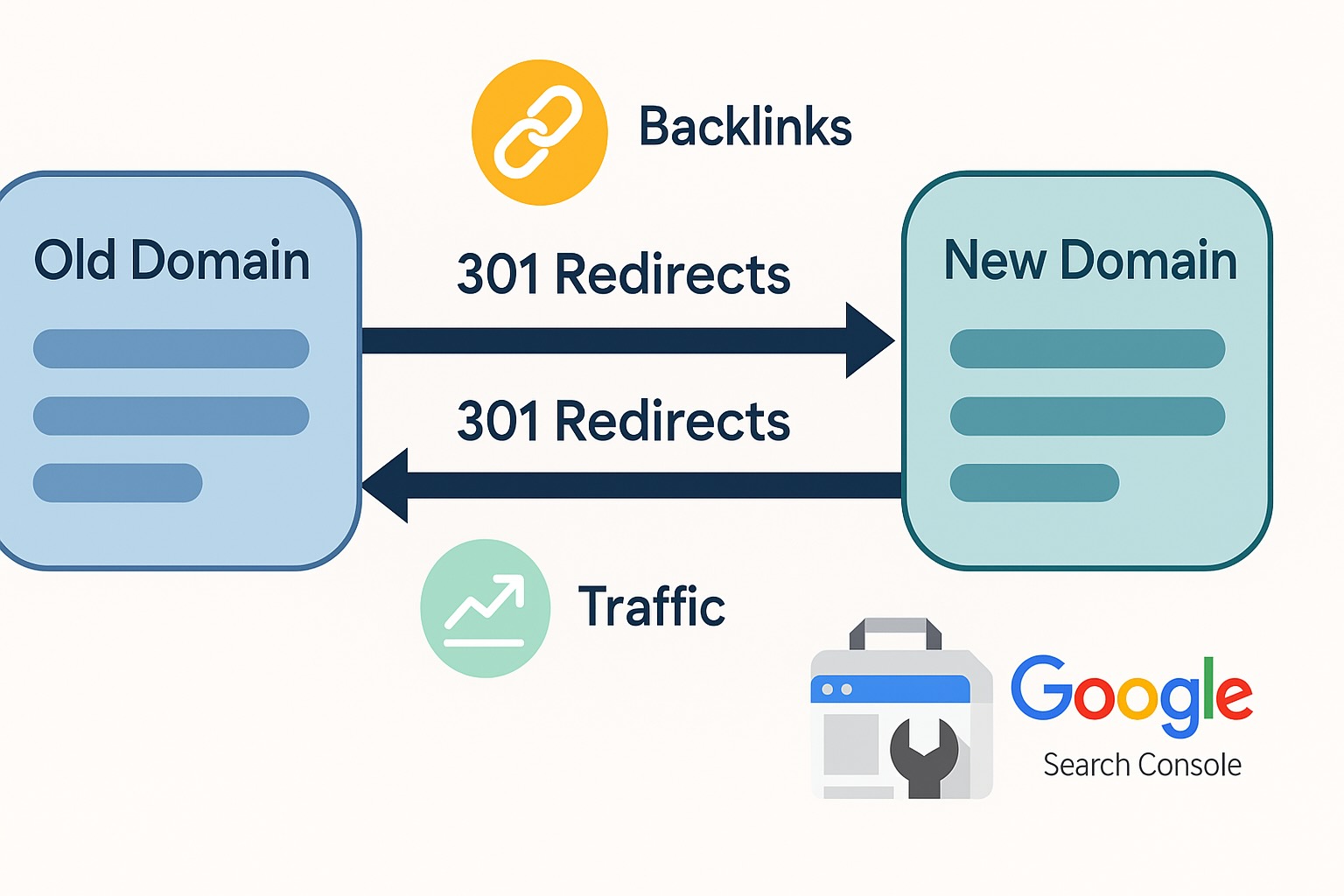 image depicting redirecting traffic from one domain to the other